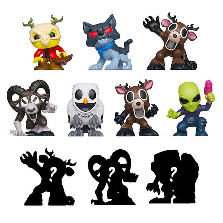 99 Nights In The Forest Collectable Minifigures featuring various characters including animals and aliens.