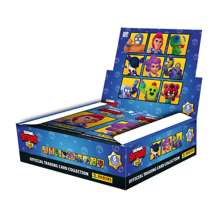 Brawl Stars Trading Card Collection box featuring characters from the game by Panini, ideal for collectors.