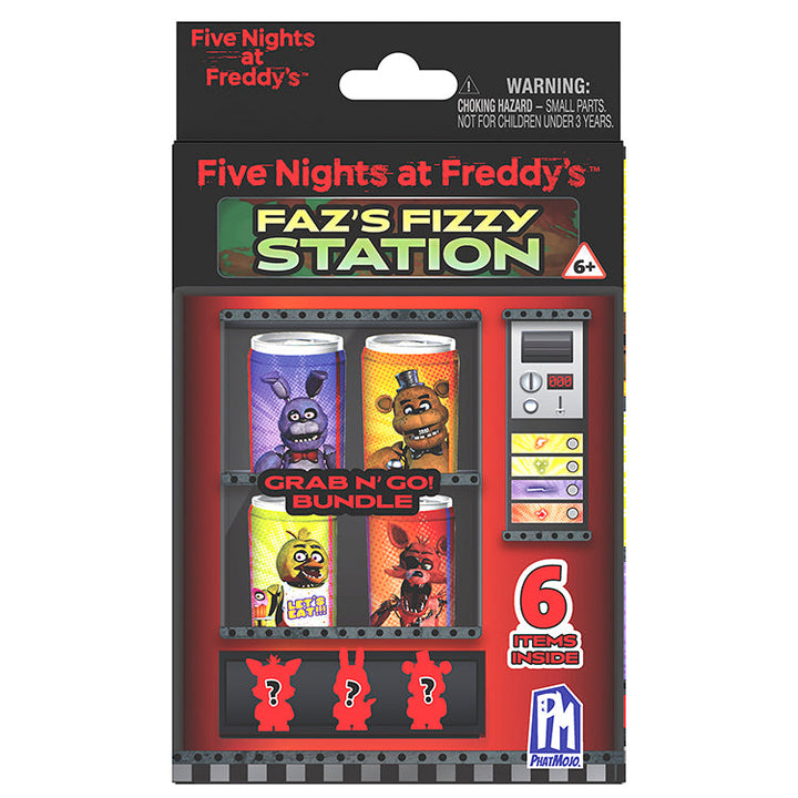 Five Nights at Freddy's Faz's Fizzy Station bundle featuring mystery collectibles and a vibrant design for fans.