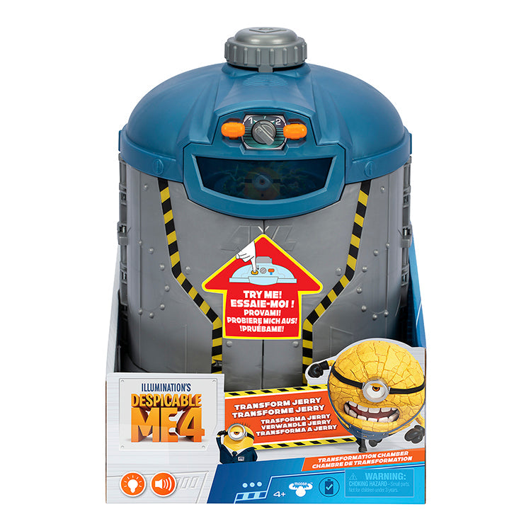 Despicable Me 4 Transformation Chamber toy with Jerry figure, perfect for kids to recreate iconic movie moments.