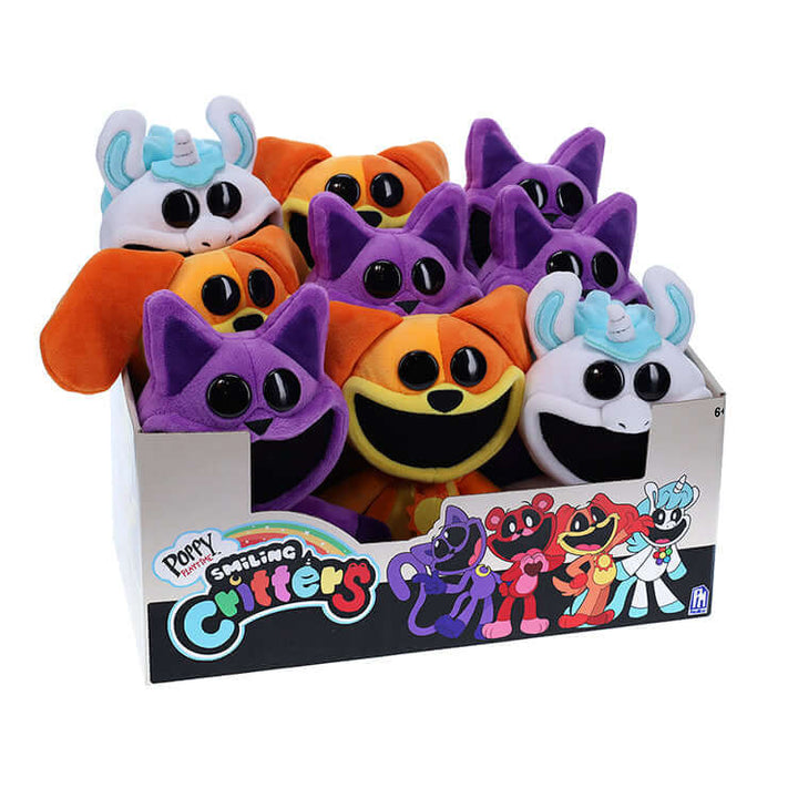 Poppy Playtime Series 3 Smiling Critters plush toys in a box, colorful collection of CatNap, DogDay, CraftyCorn.