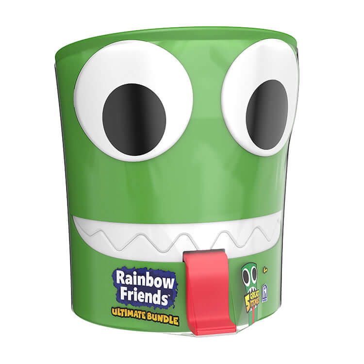 Rainbow Friends Series 3 Ultimate Green Bundle container with cartoon eyes and a tongue.