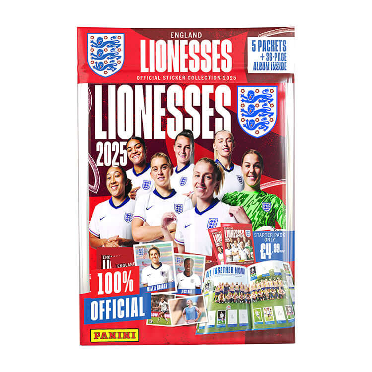 England Lionesses Official Sticker Collection 2025, featuring packets and album, 100% official from Panini.