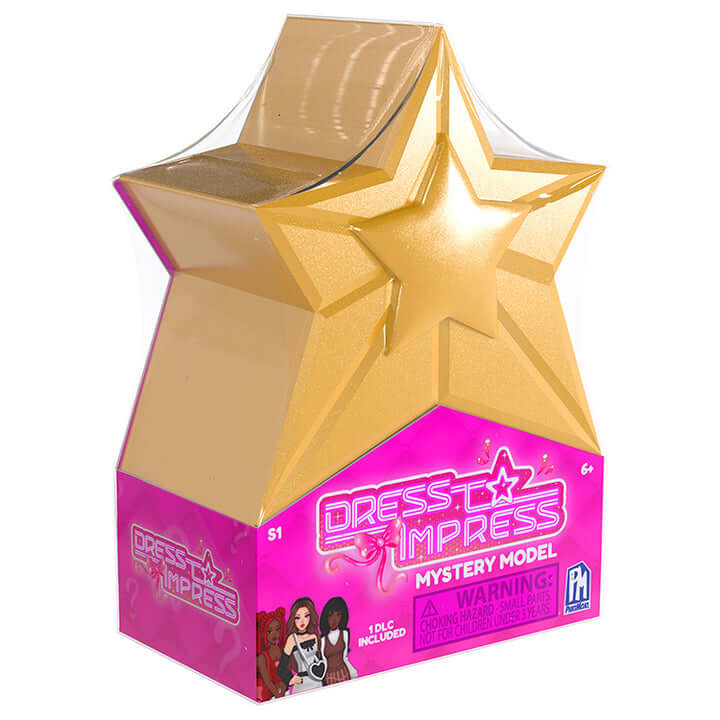 Dress To Impress Trio Doll Bundle packaging featuring a gold star design for mystery model dolls.