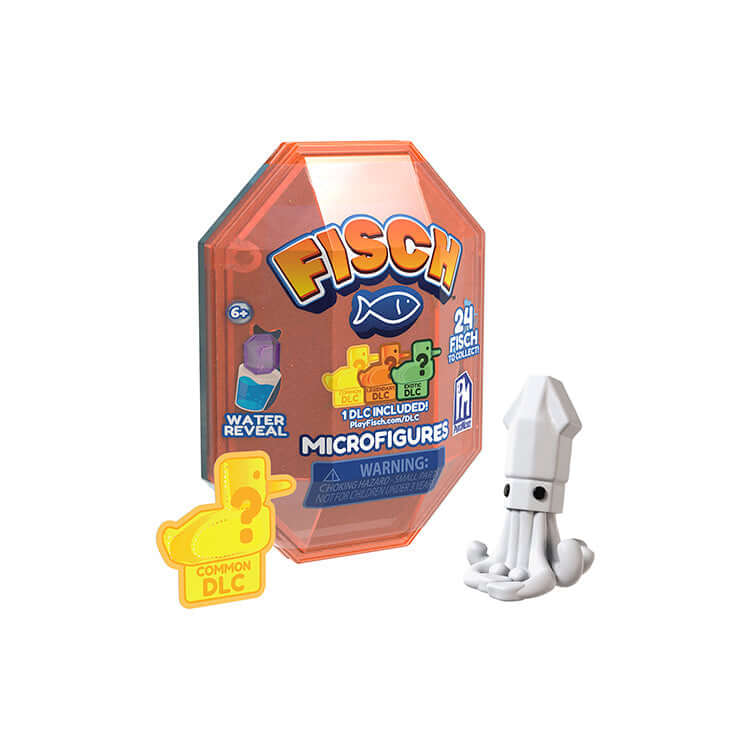 Fisch Microfigure Pack featuring a water-reveal capsule and a common squid figure, perfect for sea creature collectors.