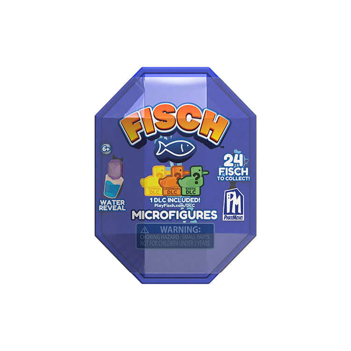 Fisch Microfigure Pack in a blue gem capsule, featuring 24 sea creatures to collect and a water reveal feature.