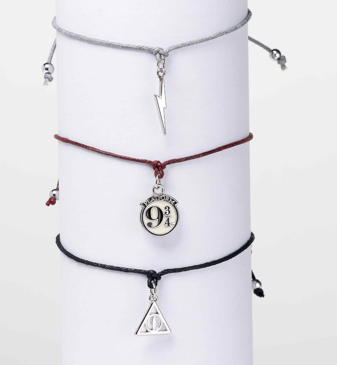 Harry Potter Platform 9 3/4,Lightning Bolt &amp; Deathly Hallows Friendship Bracelet Set