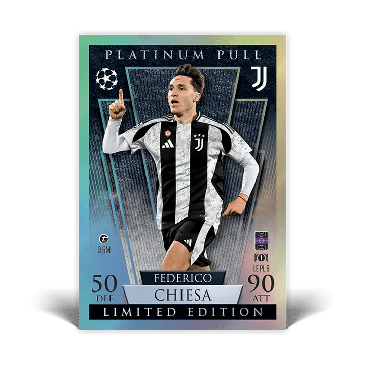 Federico Chiesa Limited Edition Match Attax card showcasing his impressive stats and sleek design.