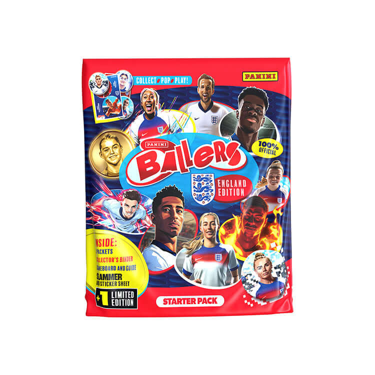 Panini Ballers 2026 Trading Card Collection Starter Pack featuring England players and pop-out card feature.
