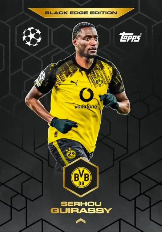 Match Attax 25/26 - Starter Pack featuring Serhou Guirassy in Black Edge Edition design.