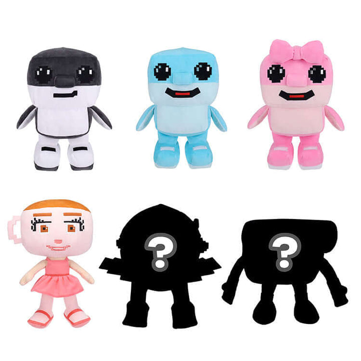 Steal A Brainrot Deluxe Plush collection of vibrant character plush toys in various colors and designs.