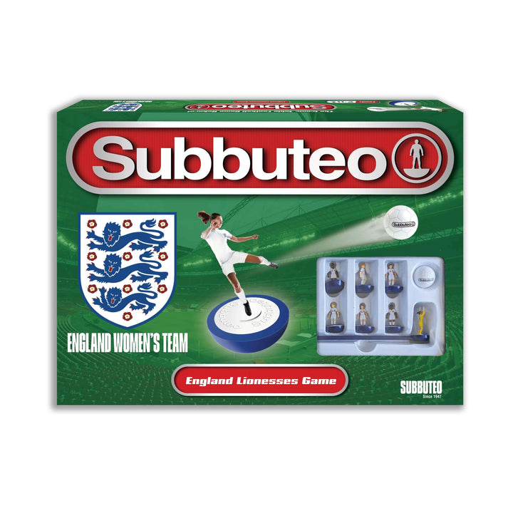 Subbuteo Lionesses Main Game featuring the England Women's Team board game packaging.
