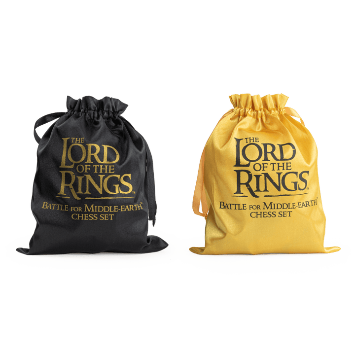 The Lord of the Rings - Battle For Middle Earth Chess Set collectible bags in black and yellow.