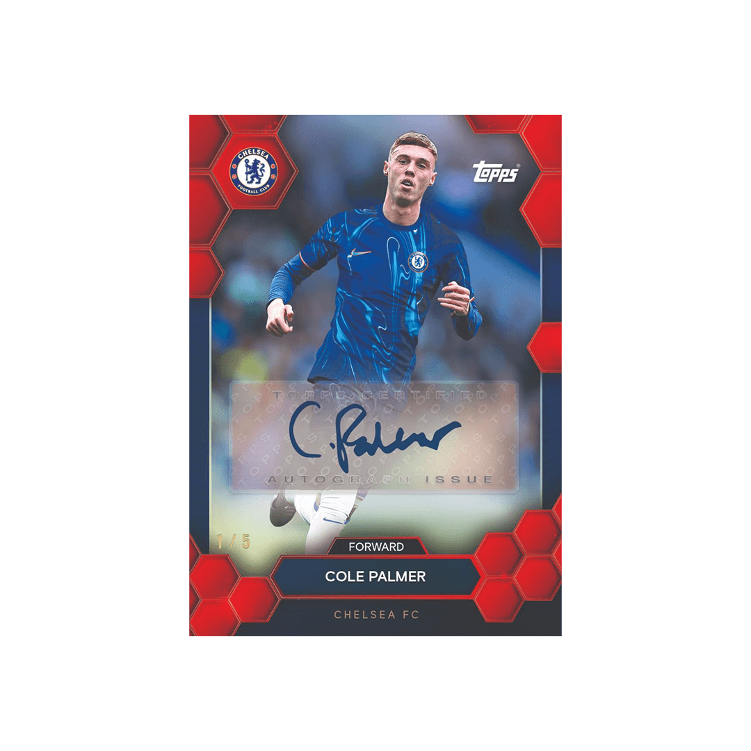 Cole Palmer autographed Topps Chelsea FC forward card from the 2024/25 Fan Set, limited edition 1/5.
