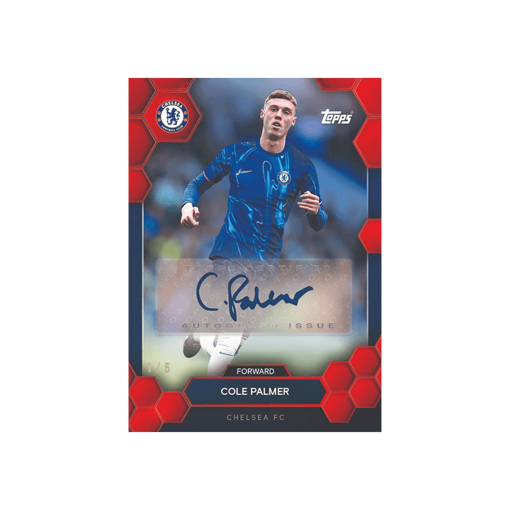 Cole Palmer autographed Topps Chelsea FC forward card from the 2024/25 Fan Set, limited edition 1/5.