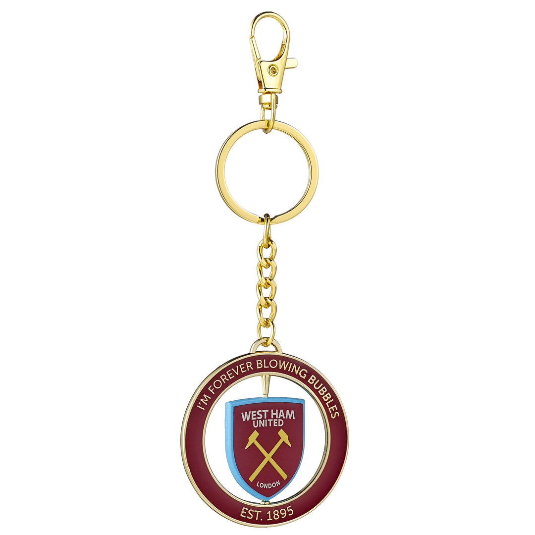 West Ham spinning keyring featuring the shield and &