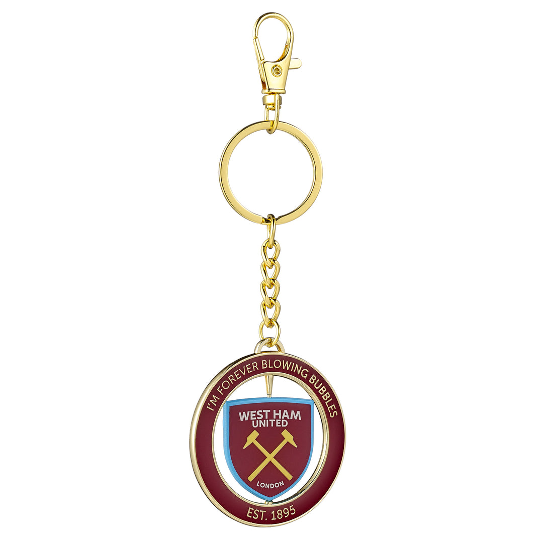 West Ham spinning keyring featuring club shield and &