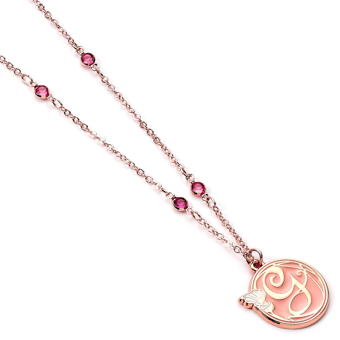 Wicked Glinda rose gold necklace featuring shimmering crystals and an iconic &