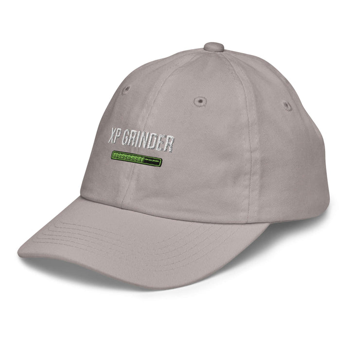 XP Grinder Youth baseball cap in gray, featuring breathable design and adjustable strap for comfort and style.