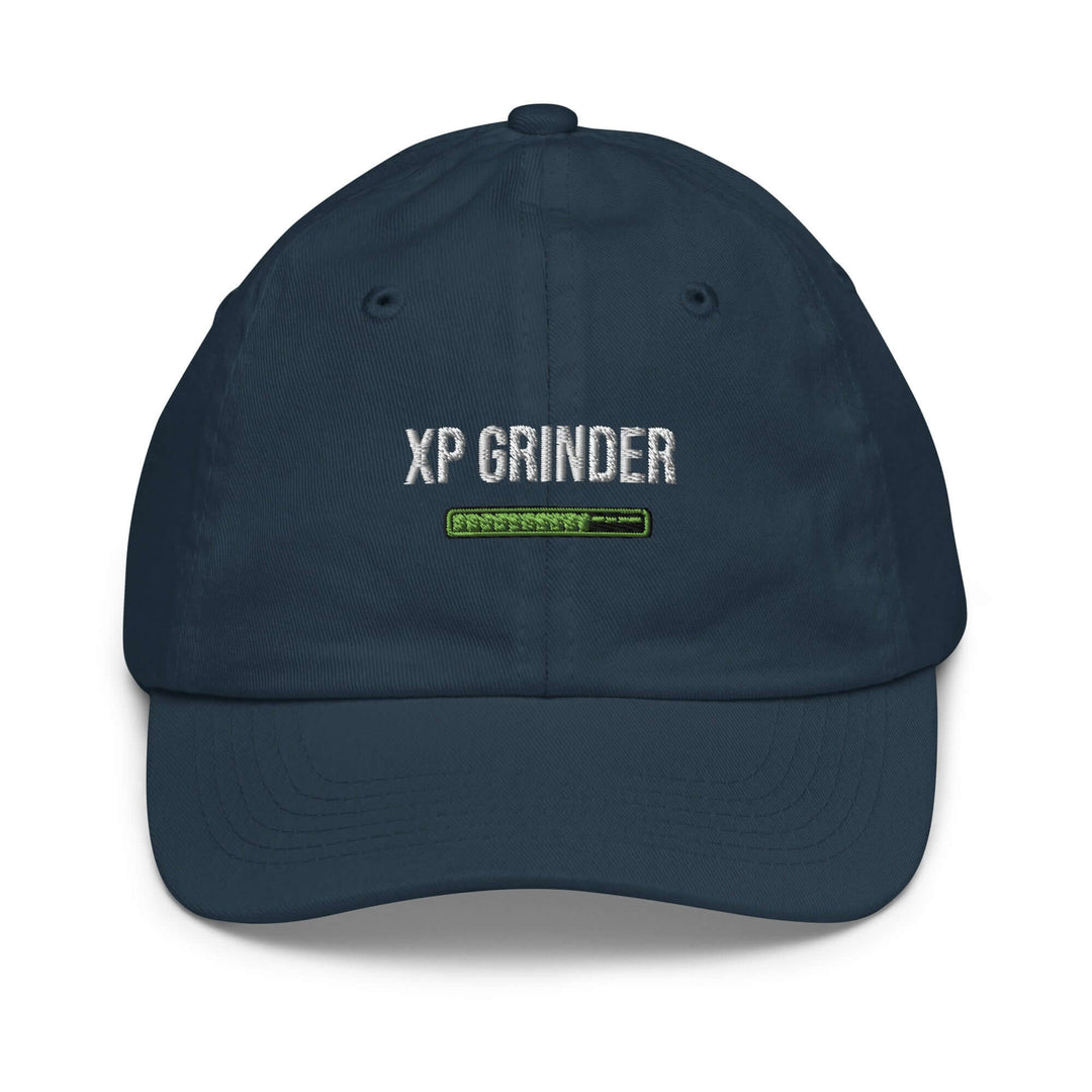 XP Grinder Youth baseball cap with embroidered logo on a navy background, ideal for training and casual wear.